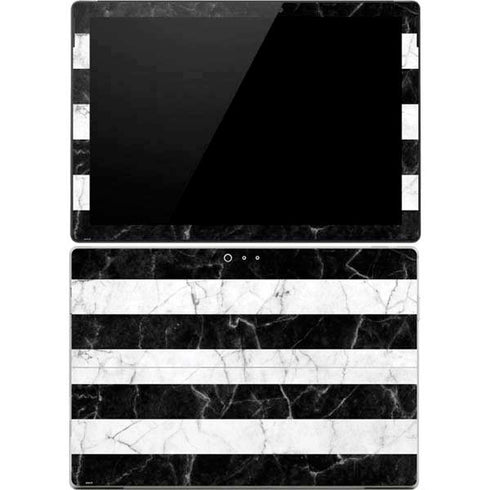 Black and White Striped Marble Surface Pro 4 Skin